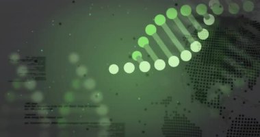 DNA dizisi ve ikili kodlama, bilimsel veri işleme animasyonu. Genetik, teknoloji, biyoenformatik, moleküler, dijital, bilim