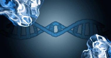 DNA ipliği ve moleküler yapılar, bilimsel araştırma animasyonu. Bilim, biyoteknoloji, genetik, molekül, kimya, laboratuvar
