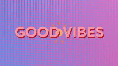 Renkli çizgili animasyon arkaplanından iyi bir Vibes mesajı. Pozitif, enerjik, tipografi, neşeli, enerjik, çizgili konsept