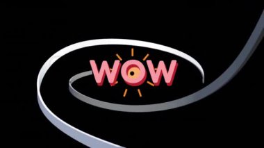 Siyah arkaplanda kıvrılmış kurdelelerin animasyonu üzerine yazılmış bir metin. Soyut, dijital, geleceksel, hareket, enerji, teknoloji kavramı