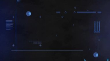 Kod ve veri işleme animasyonu, koyu arkaplan üzerinde mavi metinle programlanıyor. Teknoloji, dijital, kodlama, geleceksel, ikili, matris