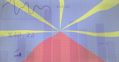 Reunion Radiant Volcano Flag üzerindeki grafik ve grafikler üzerinden veri metni animasyonu toplanıyor. technology, analytics, statistics, digital, information, visual
