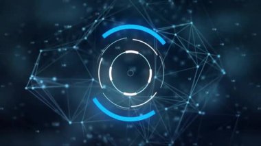 Veri noktaları ve ağ bağlantıları olan dijital küre, gelecekteki teknoloji animasyonu. yenilik, siber uzay, iletişim, sanal, hologram