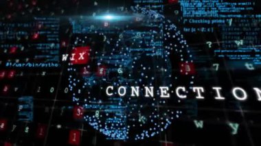 Sayısal veri ve kod işleme animasyonu dönen dünya üzerinde numaralarla birlikte. Teknoloji, yapay zeka, kodlama, sanal, geleceksel, bilgi