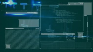 Teknik veri analizi ve uçak kanadının planının üzerindeki performans ölçümleri animasyonu. Teknoloji, mühendislik, aerodinamik, bilim, yenilik, havacılık kavramı