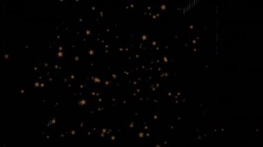 Koyu arkaplandaki Altın Yıldızlar animasyonu. Parıltı, parıltı, parıltı, parıltı, gece, parlak konsept