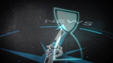 Pusula ve kum saati grafikleriyle haber animasyonu. yayın, gazetecilik, hareket, medya, zaman, yön