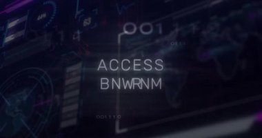 Dijital veri ve ikili kod arkaplanı üzerinden metin animasyonuna erişimi engellendi. Siber güvenlik, hackleme, şifreleme, güvenlik duvarı, veri ihlali, bilgi güvenliği