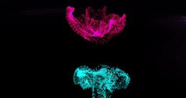 Soyut şekiller oluşturan renkli parçacıklar, dijital veri canlandırma animasyonu. teknoloji, modern, grafik, hareket, fütüristik, dinamik