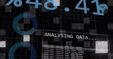 Veri animasyonunu yüzde ve dünya haritası grafiklerinin üzerinde analiz ediyorum. analitik, istatistik, teknoloji, küresel, görselleştirme, grafik