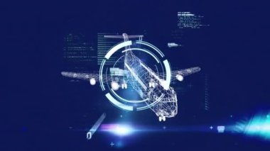 Kablo çerçeve uçak ve dijital kod, gelecekteki teknoloji animasyonu. yenilik, sanal, kodlama, siber, yüksek teknoloji, veri