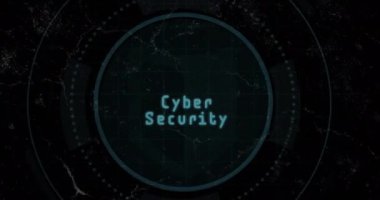 Karanlık arka planda devre kartı animasyonuyla dijital güvenlik arayüzü. Teknoloji, siber güvenlik, veri, teknoloji, fütüristik, sistem