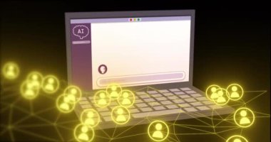 Yapay zeka sohbet robotu bağlı kullanıcı ağı üzerinden JavaScript 'i açıklıyor. Teknoloji, iletişim, programlama, kodlama, yazılım, sanal asistan