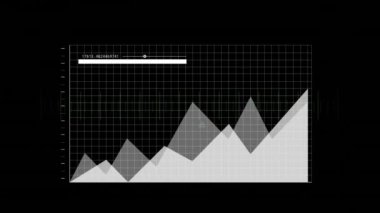 Veri noktaları ve şebeke geçmişi ile yükselen grafik, finansal büyüme animasyonu. Finans, yatırım, analitik, istatistik, ekonomi, iş
