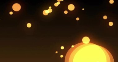 Koyu arkaplanda parlayan sarı daireler. Soyut, parlak, fütüristik, enerji, ışık, canlı