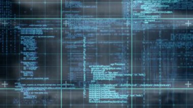 Pikselleştirilmiş siyah ve gri şebeke üzerinde renkli dalga animasyonu. Soyut, dijital, teknoloji, geleceksel, geometrik, dinamik