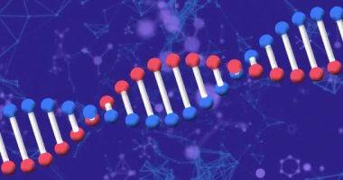 DNA ipliği ve moleküler yapılar, bilimsel veri işleme animasyonu. Bilim, biyoteknoloji, genetik, moleküller, araştırma, laboratuvar