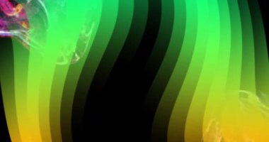 Yeşil ve sarı arkaplan üzerinde renkli soyut beyin animasyonları. Yaratıcılık, yenilik, sinirsel, zeka, bilişsel, düşünme