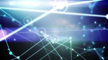 Finansal veri işleme animasyonu, ışık efektli soyut dijital arkaplan üzerinde. Finans, teknoloji, fütüristik, bilgi, sanal, ağ