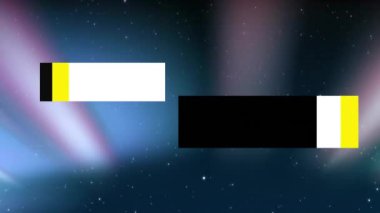 Yıldızlı gece gökyüzünde renkli aurora ışıklarıyla VİBES metin animasyonu. Kozmik, göksel, parlayan, parlak, atmosfer