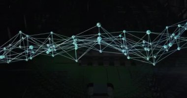 Devre kartı üzerinden bağlantılar ve veri işleme animasyonu ağı. Teknoloji, bağlantı, dijital, devreler, elektronik, fütürist