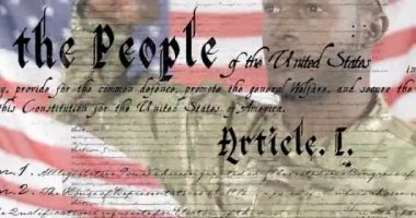 Birleşik Devletler Anayasası 'nda Amerikan bayrağı geçmişi olan asker selamlaması. Vatanseverlik, ordu, saygı, selam, kutlama, onur