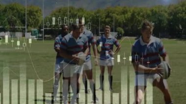 Sahada koşan rugby oyuncularının finansal veri analizi. Spor, teknoloji, istatistik, kaplama, atletizm, performans