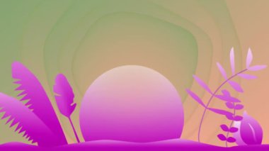 Renkli bitkiler ve soyut şekiller grafiksel arkaplan üzerinde animasyon oluşturur. canlı, dijital, yaratıcı, tasarım, hareket, grafikler