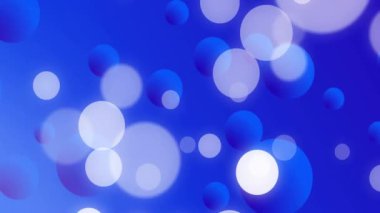 Bokeh ışık efektleri mavi arkaplan üzerinde çeşitli boyutlarda daireler oluşturur. Soyut, desenli, parıltılı, parlak, ışıltılı, tasarım