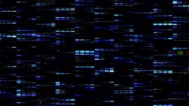 DNA dizisi ve ikili kodlama, bilimsel veri işleme animasyonu. Genetik, teknoloji, bilim, araştırma, analiz, biyoloji
