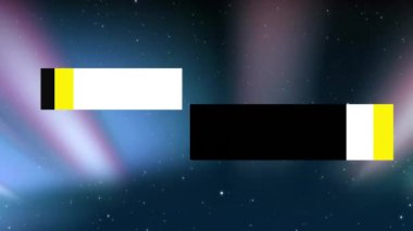 Yıldızlı gece gökyüzü arkaplanı üzerinde HELLO metin animasyonu. Selamlama, tipografi, yıldızlar, kozmik, göksel, dış uzay