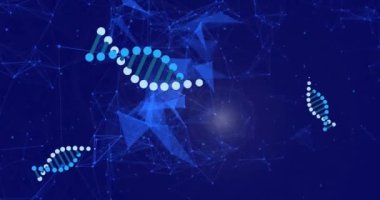 DNA iplikleri, ağ bağlantıları, bilimsel veri işleme animasyonu. Biyoteknoloji, genetik, moleküller, araştırma, bilim, teknoloji konsepti