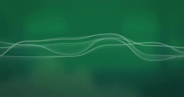 Yeşil arka planda dalgalı dalga çizgileri animasyonu. Soyut, hareketli, akışkan, dinamik, pürüzsüz, pürüzsüz konsept