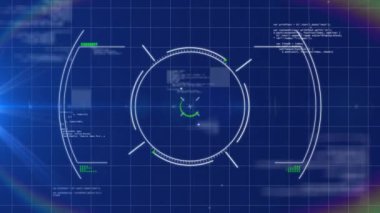 Mavi arkaplan üzerinde kodlama ve ızgara ile dijital veri işleme animasyonu. Teknoloji, programlama, siber güvenlik, analitik, bilgi, ikili kavram