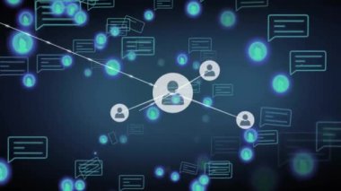 Dijital iletişim simgeleri üzerinden veri işleme ve ağ bağlantıları. teknoloji, internet, bağlantı, siber güvenlik