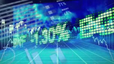 Finansal veriler ve borsa analizleri soyut dijital arkaplan üzerine. Finans, ticaret, yatırım, teknoloji, büyüme