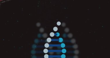 DNA dizisi ve ikili kodlama, bilimsel veri işleme animasyonu. Genetik, biyoteknoloji, biyoenformatik, veri bilimi, programlama, moleküler biyoloji