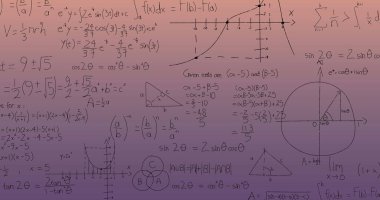 Matematiksel formül ve veri işleme görüntüsü. Küresel bilim, iş, finans, hesaplama ve veri işleme kavramı dijital olarak oluşturuldu.