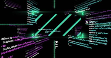 Siyah arkaplan üzerinden finansal veri işleme resmi. Küresel finans, iş, bağlantılar, hesaplama ve veri işleme kavramı dijital olarak oluşturuldu.