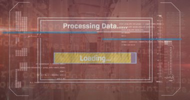 Veri sunucu odasında metin, çubuk ve bilgisayar dili görüntüsü. Dijital bileşik, çoklu pozlama, iş, ilerleme, kodlama, veri merkezi, ağ ve teknoloji kavramı.