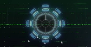 Kapsam taraması ve veri işleme görüntüsü. Küresel iletişim teknolojisi ve dijital arayüz konsepti dijital olarak oluşturuldu.