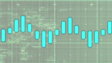 Mavi ses dalgası teknik arka planda canlanıyor. Teknoloji, dijital, ses dalgası, animasyon, veri, fütüristik
