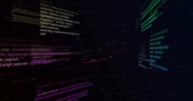 Diyagramlar ve borsa üzerinden veri işleme animasyonu. Teknoloji, iş ve dijital arayüz kavramı, dijital olarak üretilen video.