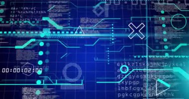 Bilgisayar sunucuları üzerinde dijital veri işleme animasyonu. Küresel bağlantılar, hesaplama ve veri işleme kavramı, dijital olarak oluşturulmuş video.