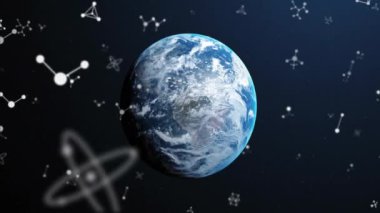 Bulutlar ve kıtalar uzaydan görülebilen Dünya animasyonları. döngü, gezegen, atmosfer, dünya, kozmik konsept