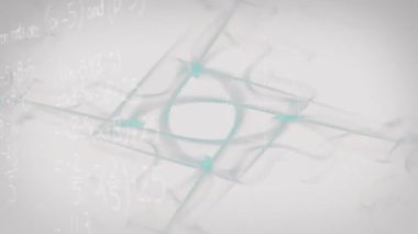 Soyut arkaplan üzerinde geometrik şekiller ve matematiksel denklemler canlandırılıyor. Animasyon, matematik, dijital, kalıplar, fütüristik kavram