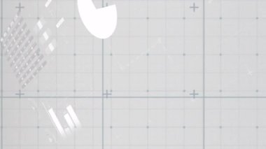 Pasta grafikleri ve dünya haritası şebeke arka planında canlandırılıyor. Bilgi grafikleri, veriler, görselleştirme, analitik, istatistik, sunum