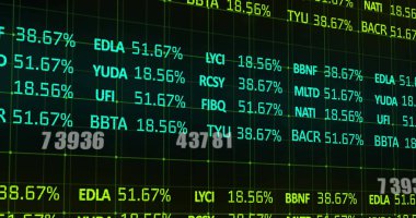 Mali veri işleme ve ızgara üzerindeki numaraların resmi. Küresel iş, finans ve veri işleme kavramı dijital olarak oluşturulmuş görüntü.