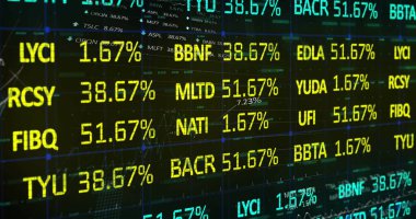 Borsa görüntüsü ve kara zemine karşı istatistiksel veri işleme. Küresel ekonomi ve iş teknolojisi kavramı