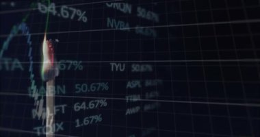 Edebiyat üzerine finansal veri işleme animasyonu. Küresel finans, işletme, bağlantılar, hesaplama ve veri işleme kavramı, dijital olarak oluşturulmuş video.